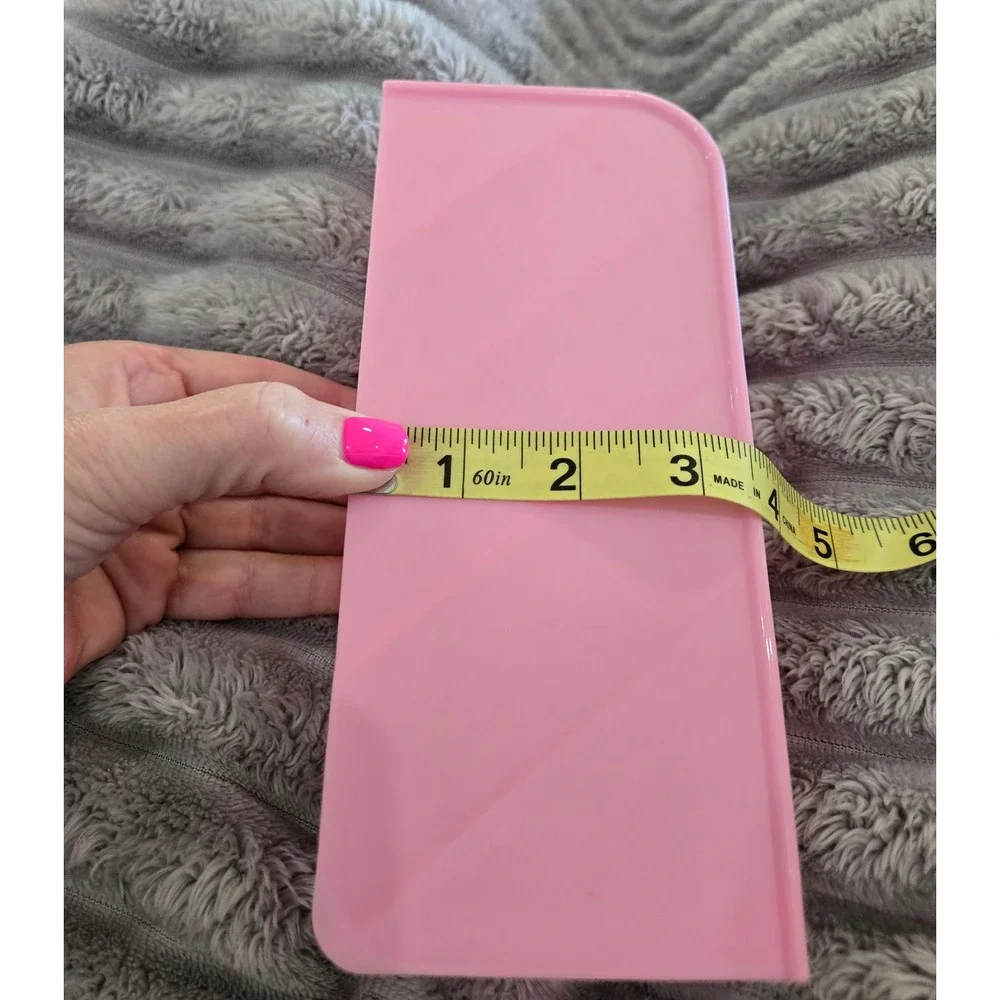 Pink Plastic Desktop Organizer 4 Tier Slanted Pen Pencil Makeup Brush Holder